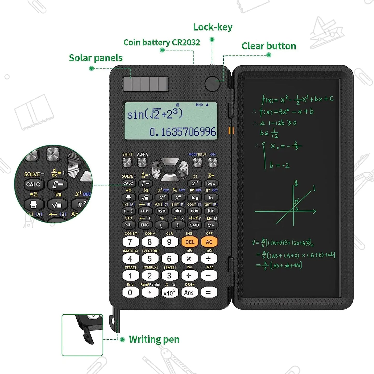 MathNote calculator - 2 in 1 Rekenmachine met een digitaal notitieblok